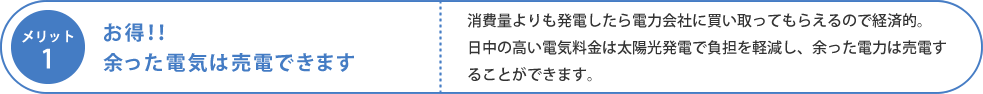 お得！！余った電気は売電できます